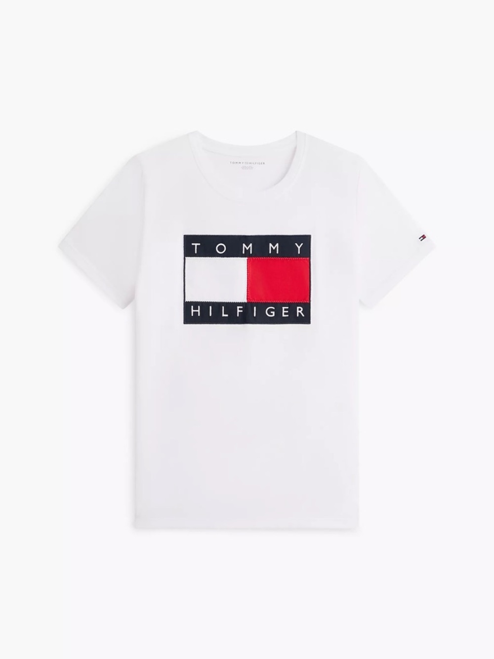 Tommy Hilfiger Flag Logo T-Shirt XL | White Graphic Tee | Classic Logo NWT